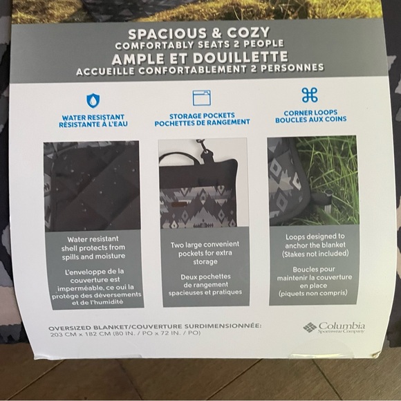 NWT Columbia Outdoor Packable Blanket - Black and Gray Pattern - Picture 6 of 7